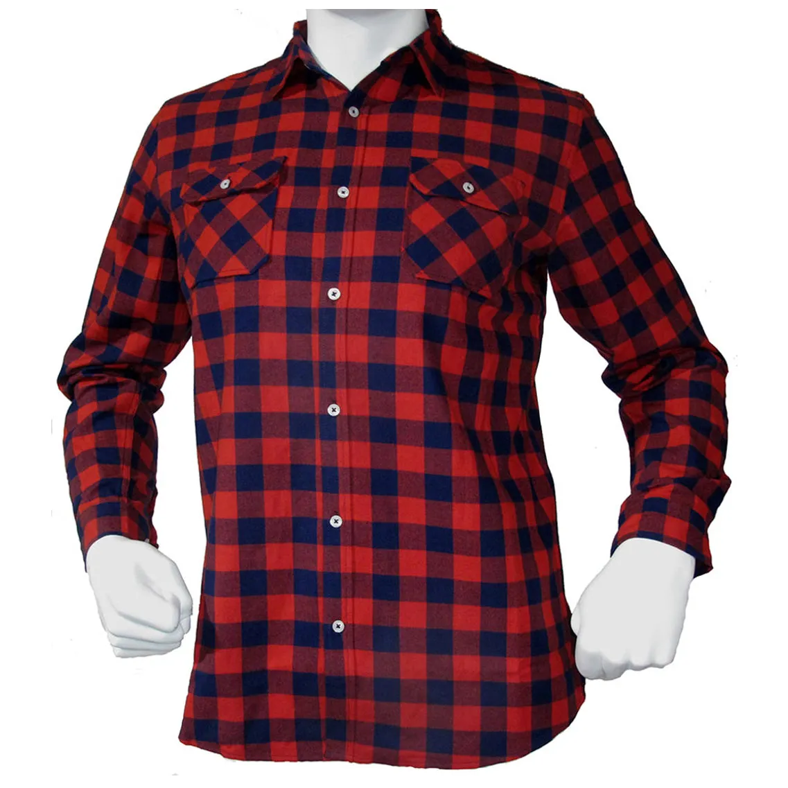 Buffalo Plaid Flannel Long Sleeve Shirt Casual Button Down With Pockets