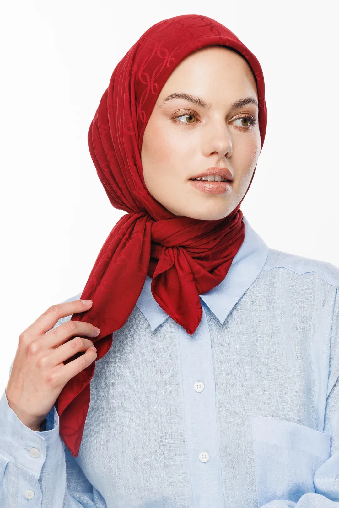 Burgundy London Pattern Silky Jacquard Scarf
