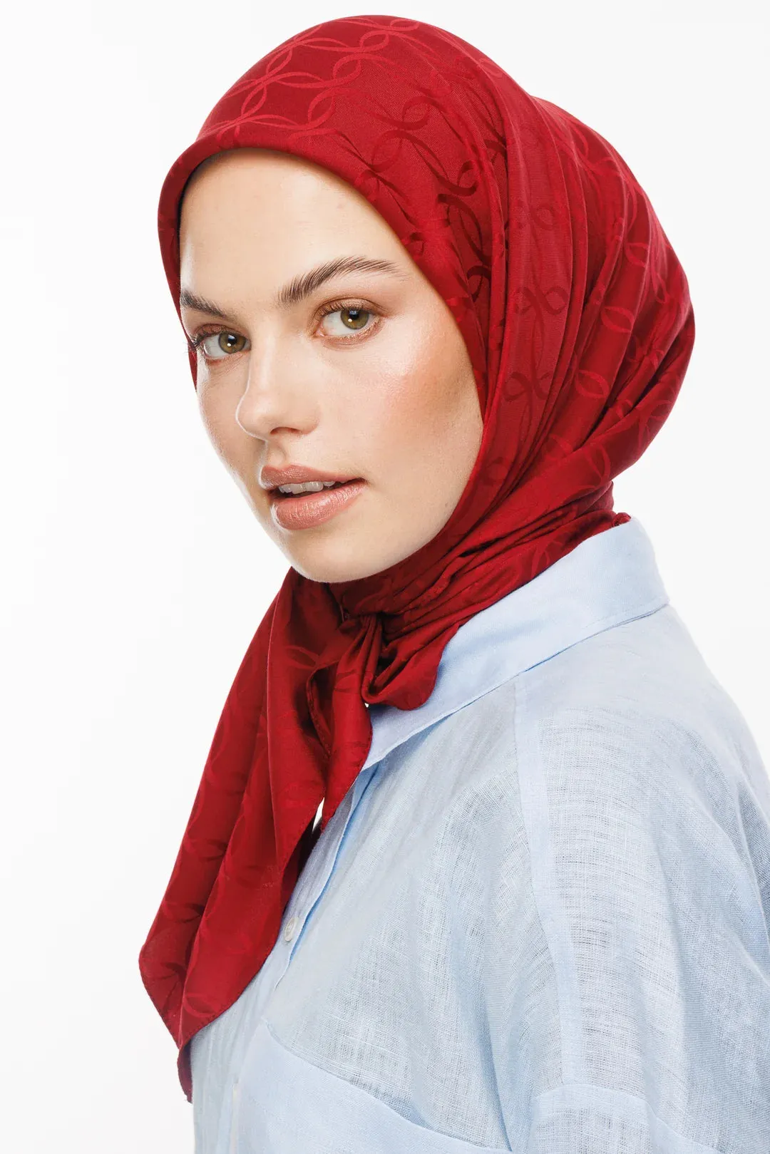 Burgundy London Pattern Silky Jacquard Scarf
