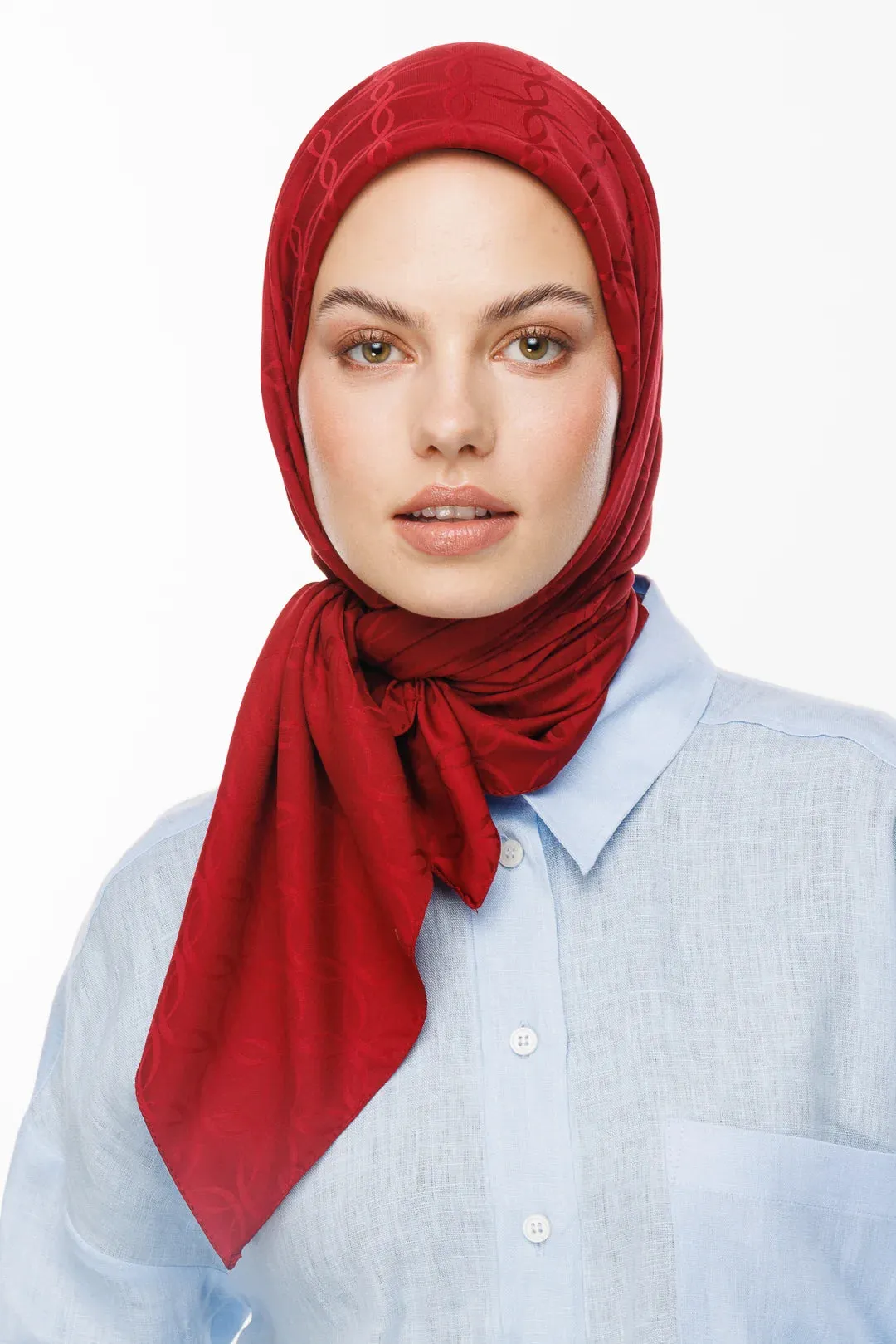 Burgundy London Pattern Silky Jacquard Scarf