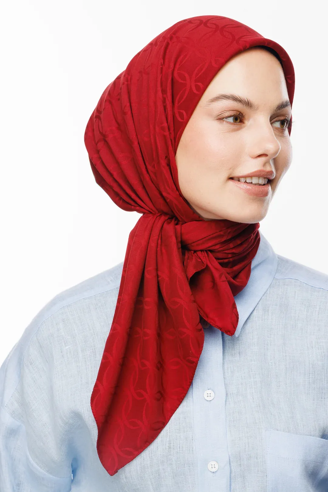 Burgundy London Pattern Silky Jacquard Scarf