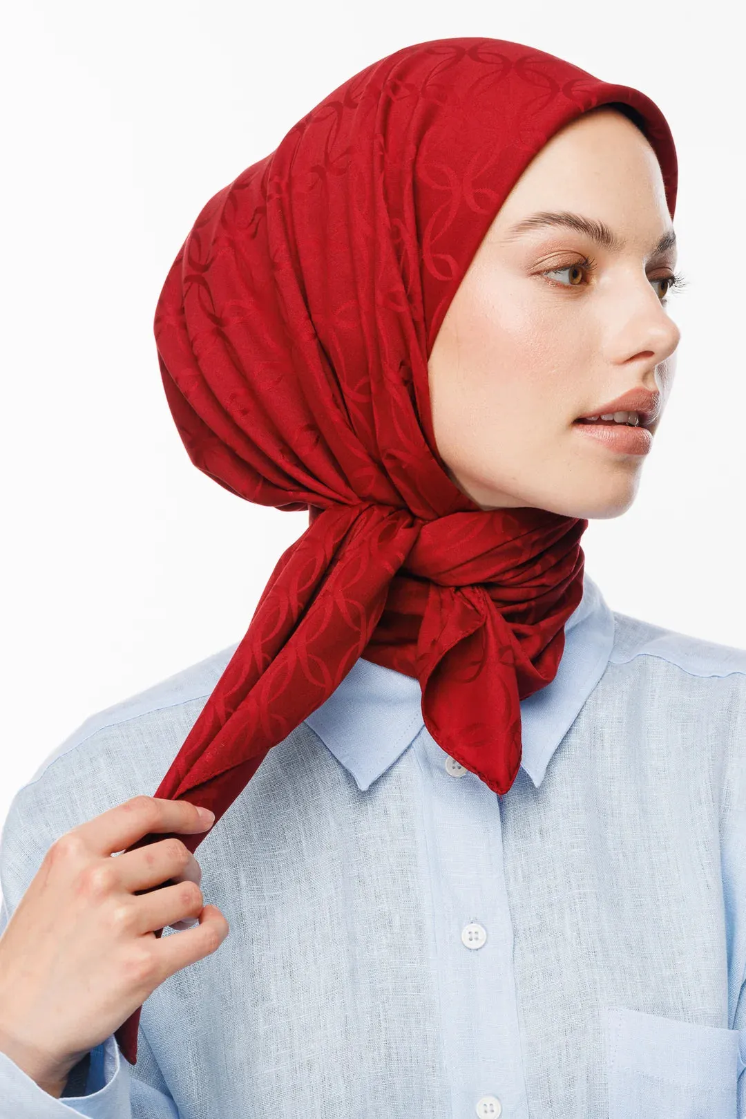 Burgundy London Pattern Silky Jacquard Scarf