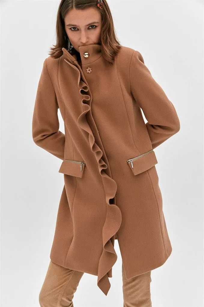 Camel Stand Collar Coat