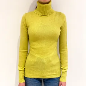 Chartreuse Yellow Cashmere Polo Neck Jumper Extra Small