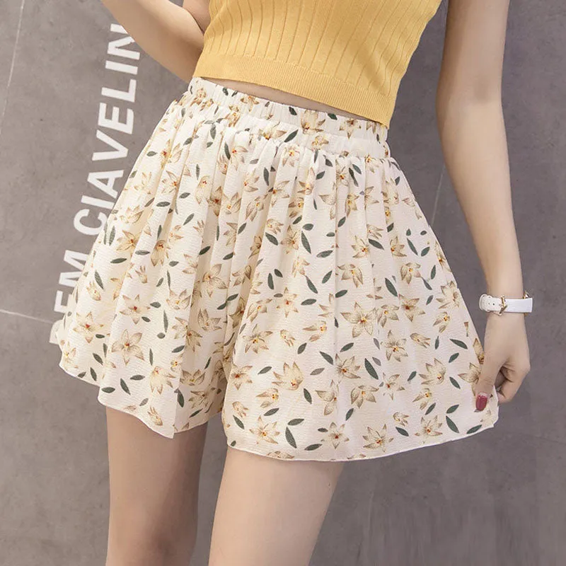 Chiffon Printed Casual Bottoming Skort