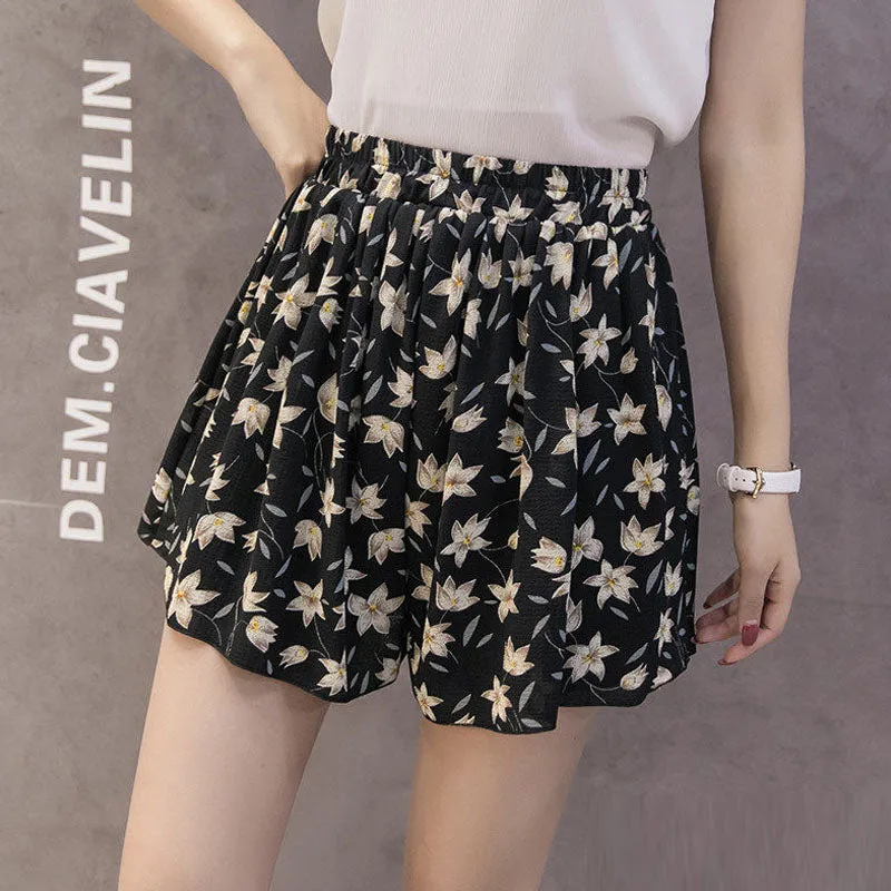Chiffon Printed Casual Bottoming Skort