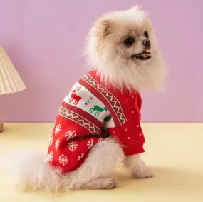 Christmas Tree & Elk Dog Sweater – Festive Holiday Sweater for Dogs