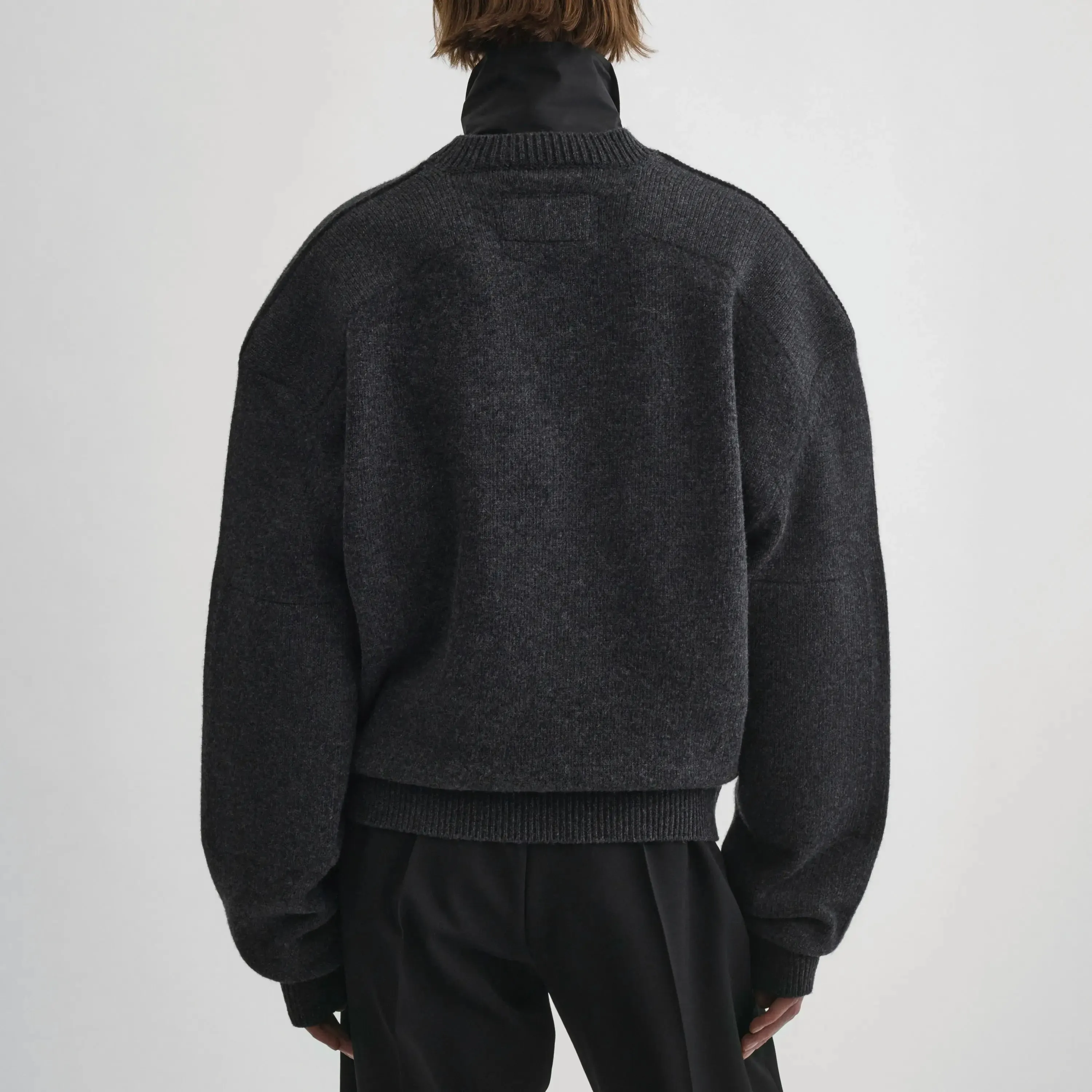 CONTRAST PATCH JUMPER | charcoal wool cashmere