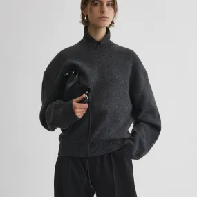 CONTRAST PATCH JUMPER | charcoal wool cashmere