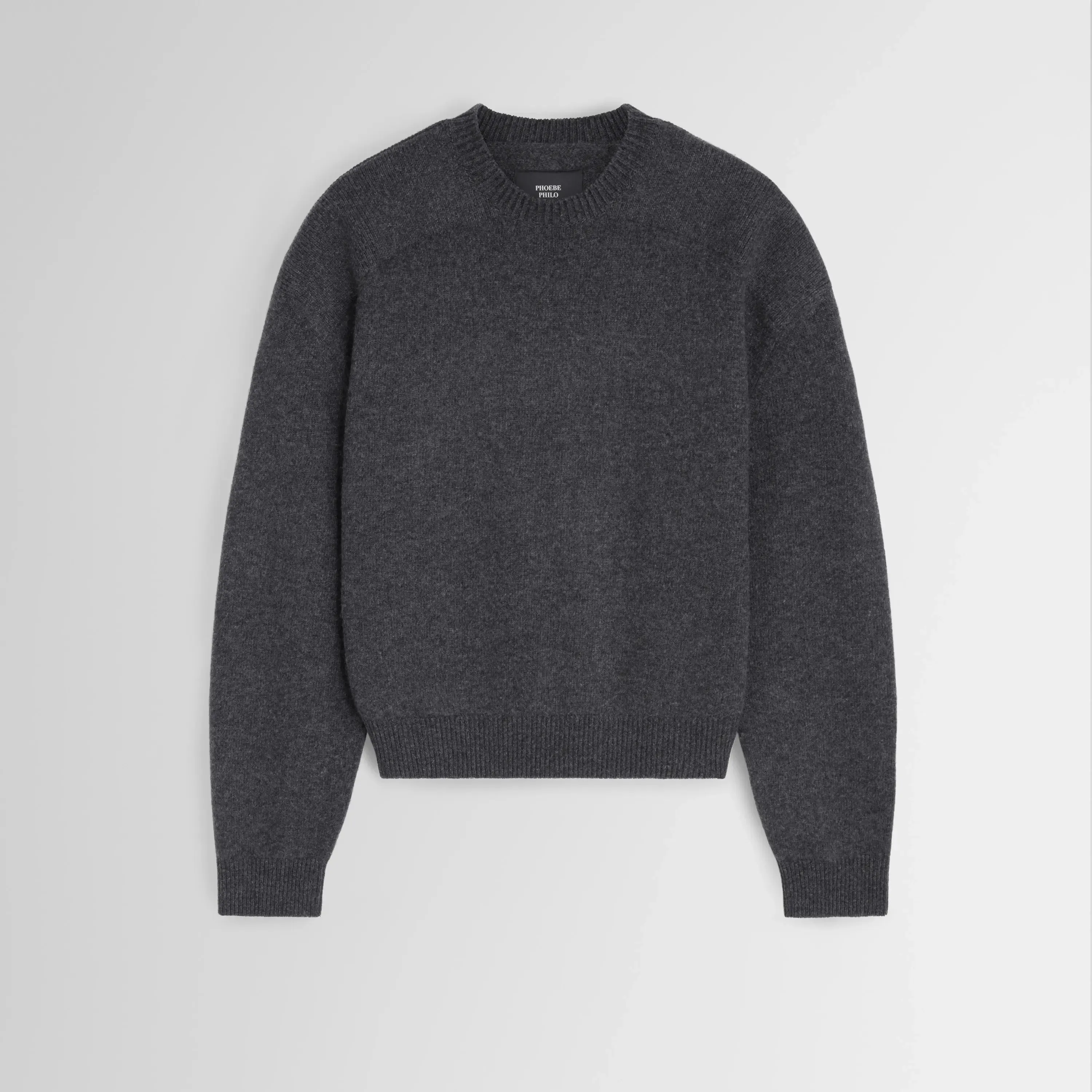 CONTRAST PATCH JUMPER | charcoal wool cashmere