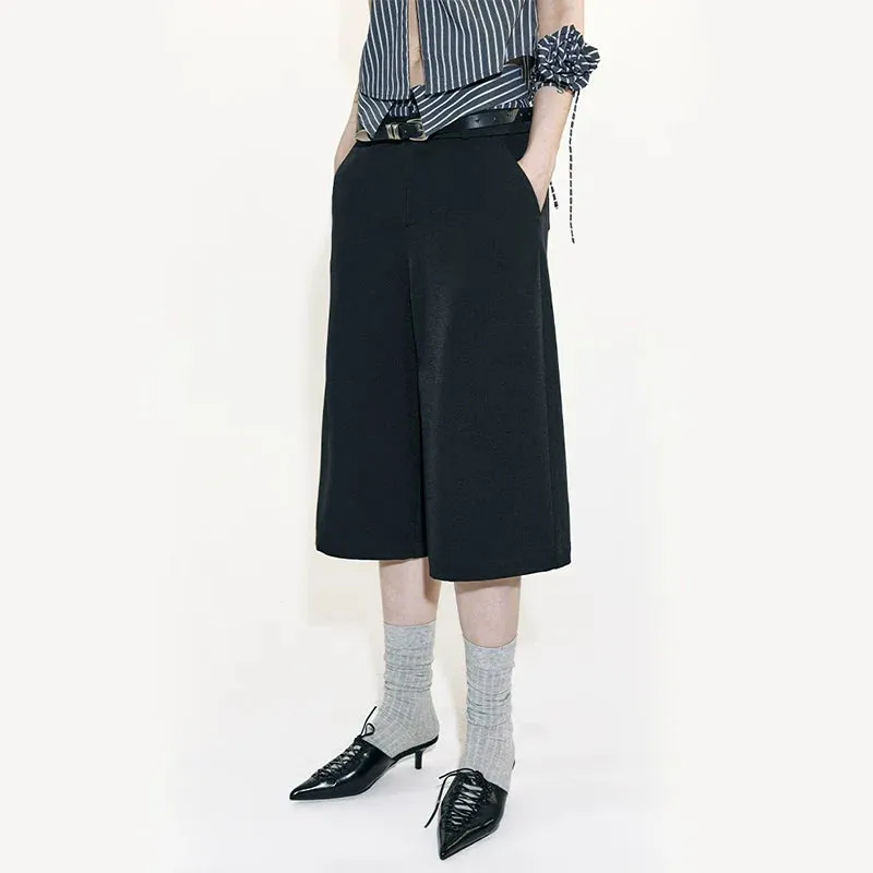 Contrast Striped Double-Waist Culottes