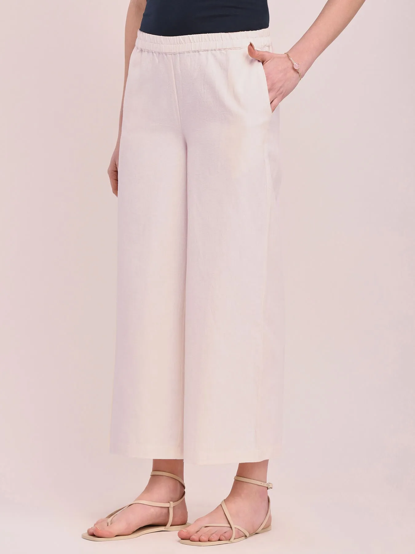 Cotton Solid Culottes - Off-White