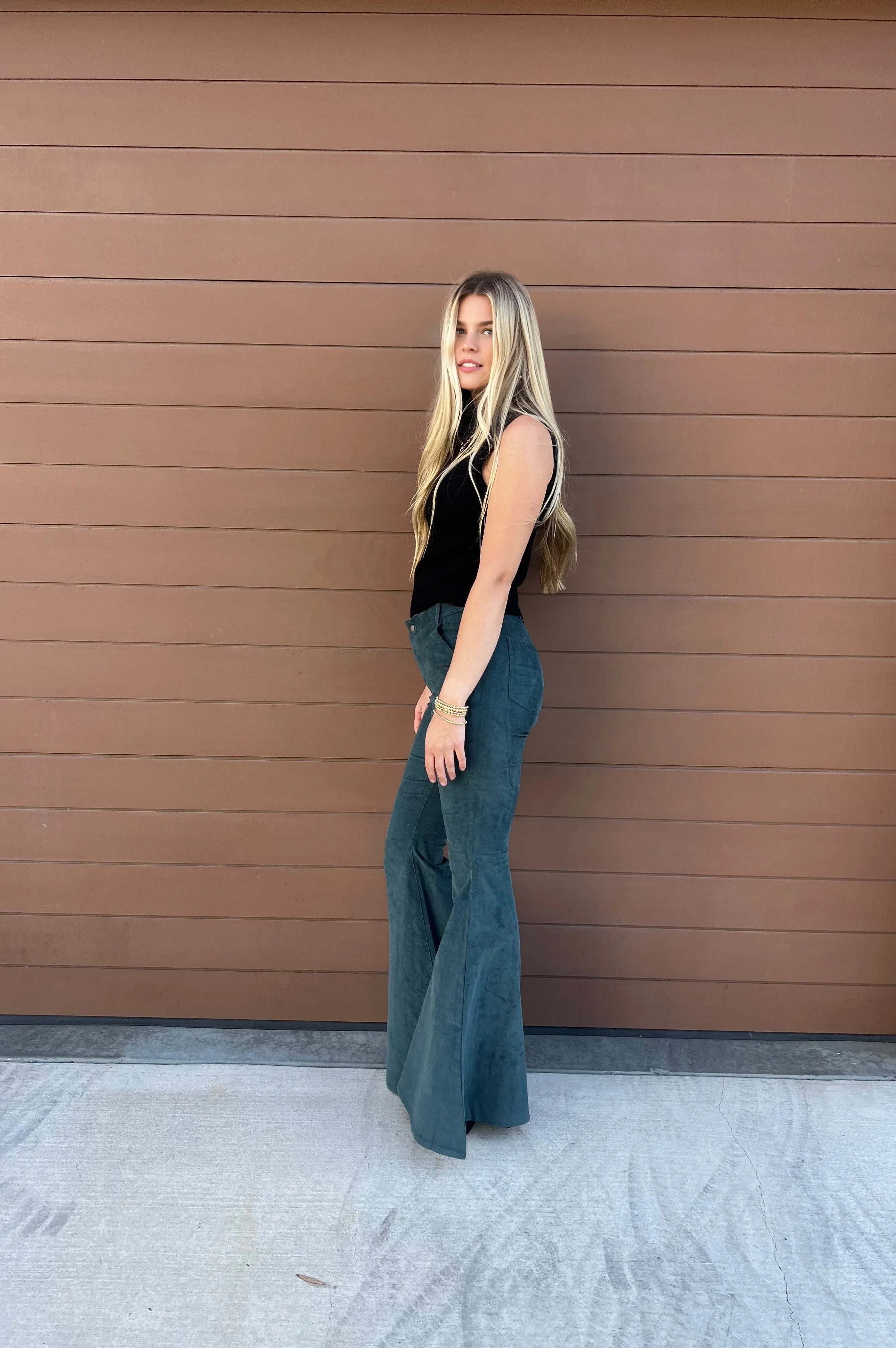 Cowgirl Corduroy Flare Pants Hunter
