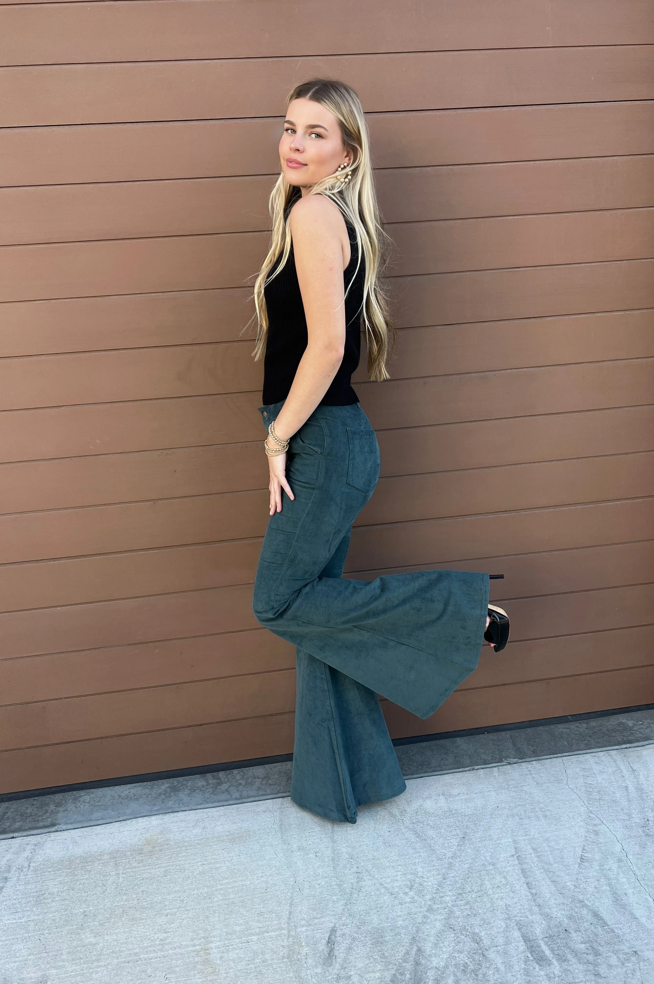 Cowgirl Corduroy Flare Pants Hunter