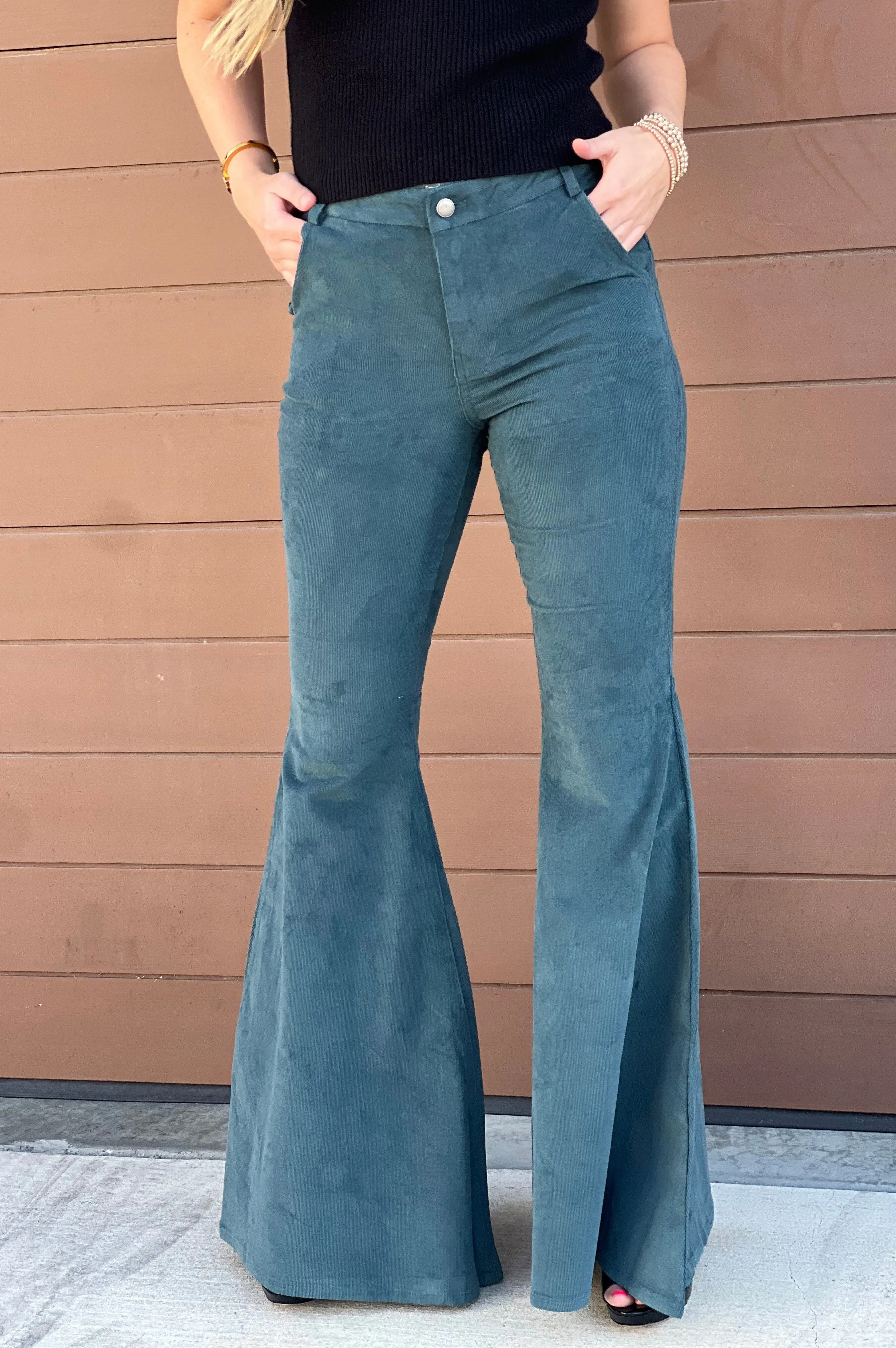 Cowgirl Corduroy Flare Pants Hunter