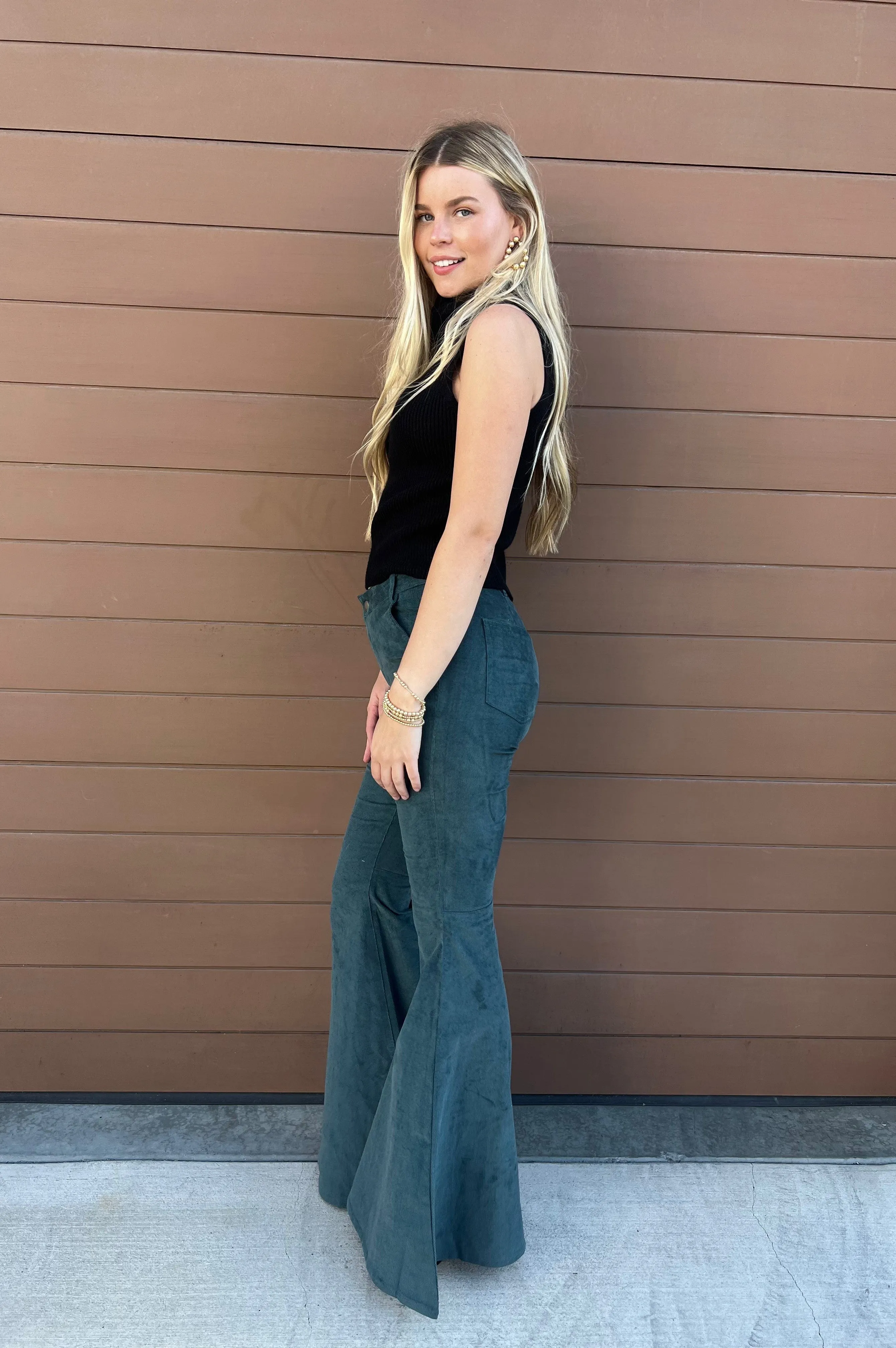 Cowgirl Corduroy Flare Pants Hunter