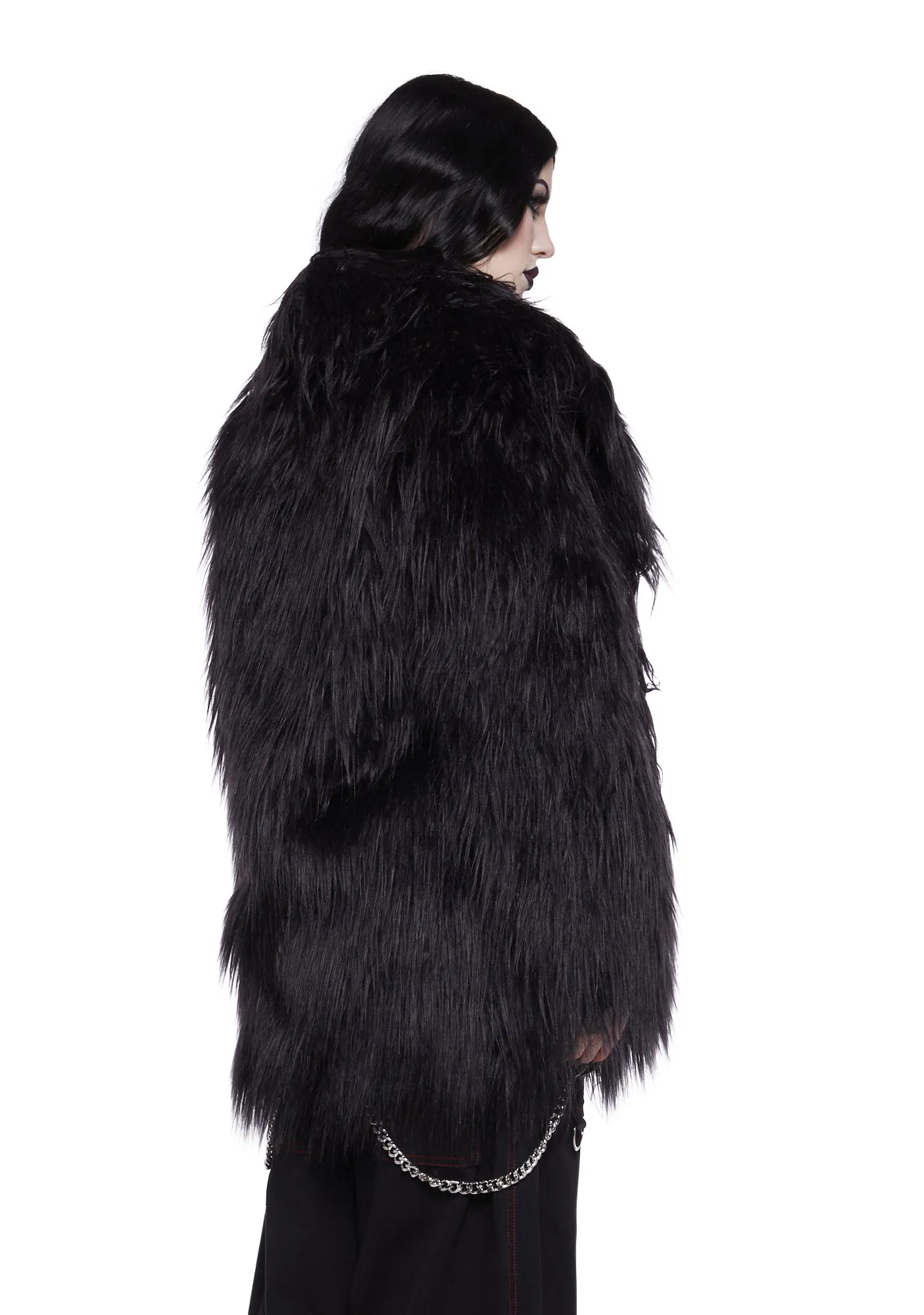 Crimson Chic Faux Fur Coat