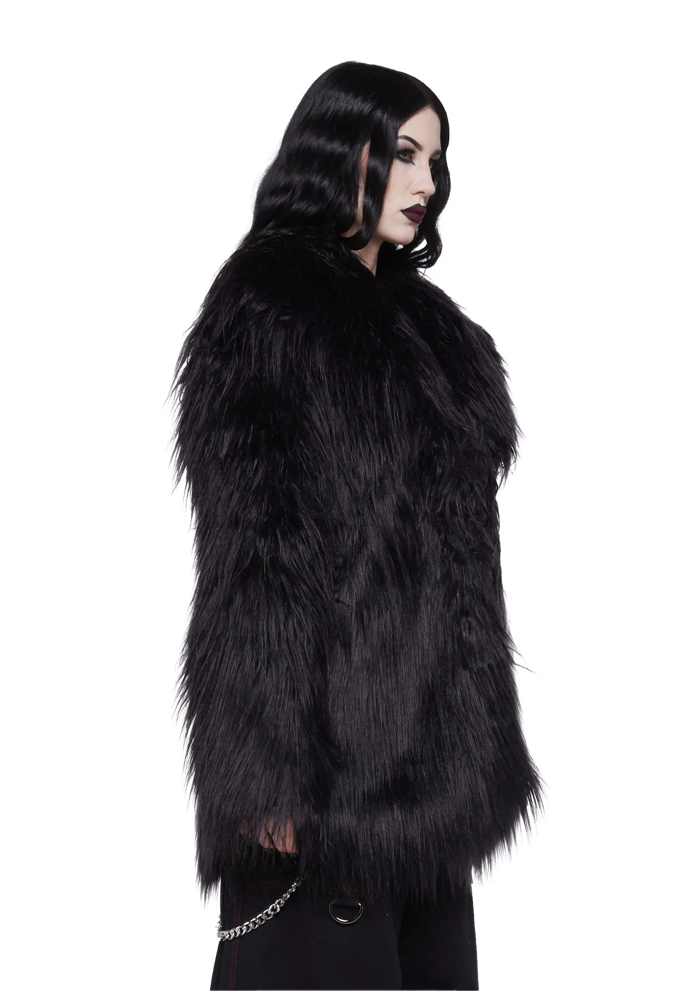 Crimson Chic Faux Fur Coat