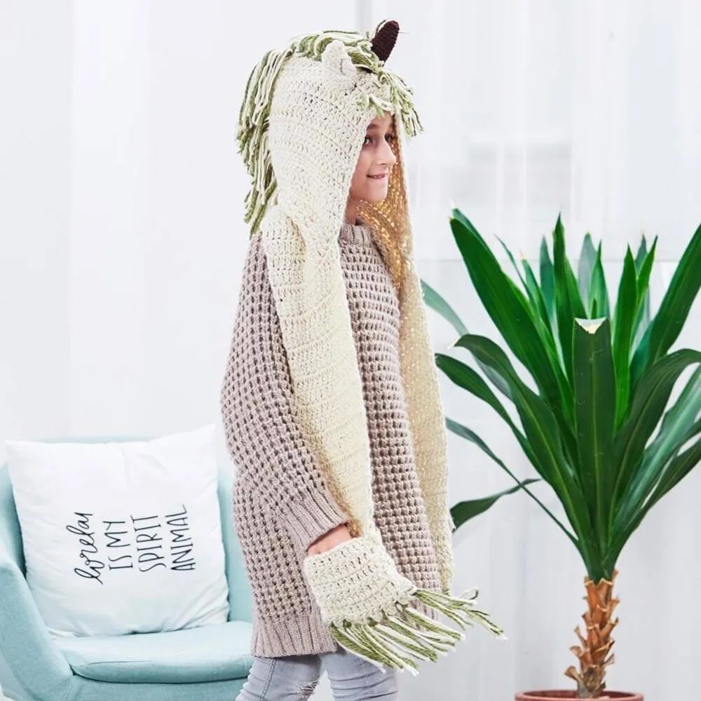 Crochet Unicorn Hooded Scarf