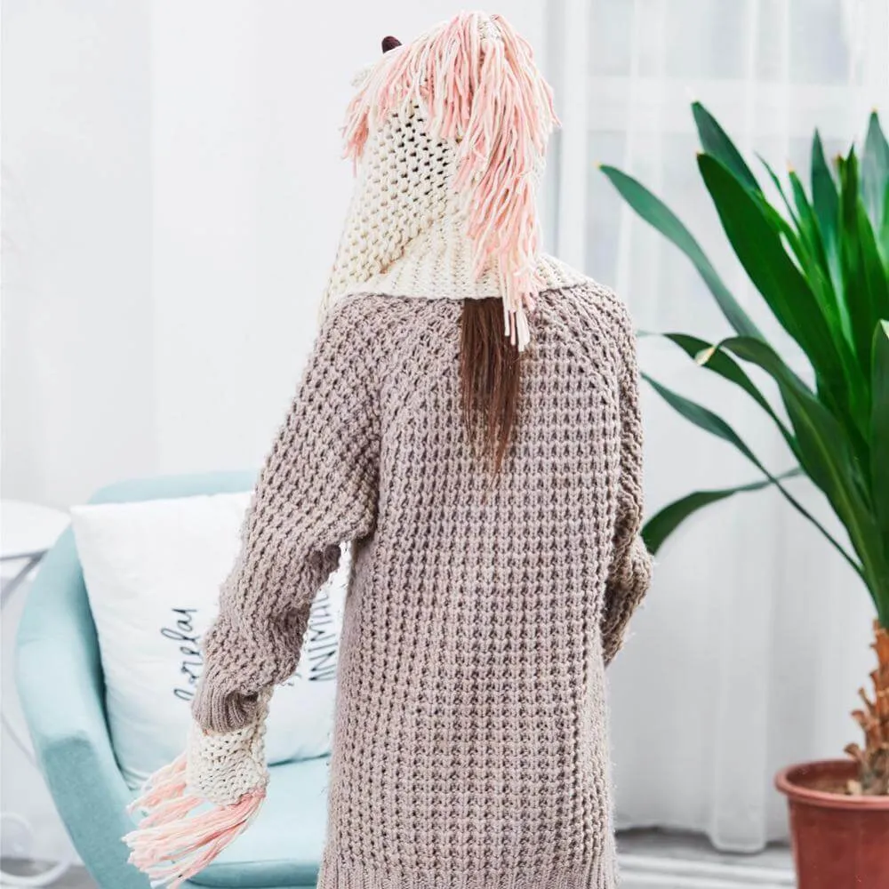 Crochet Unicorn Hooded Scarf