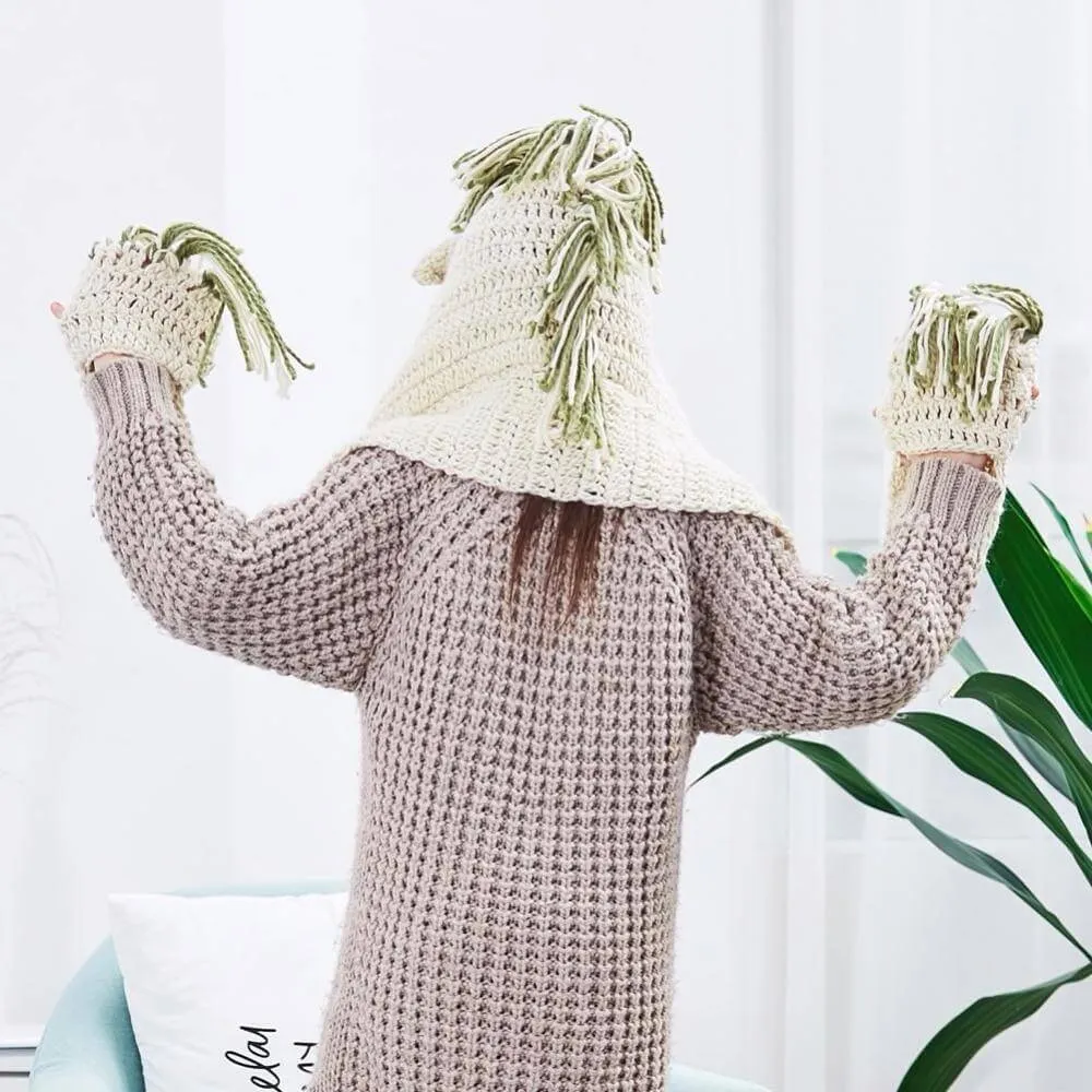 Crochet Unicorn Hooded Scarf