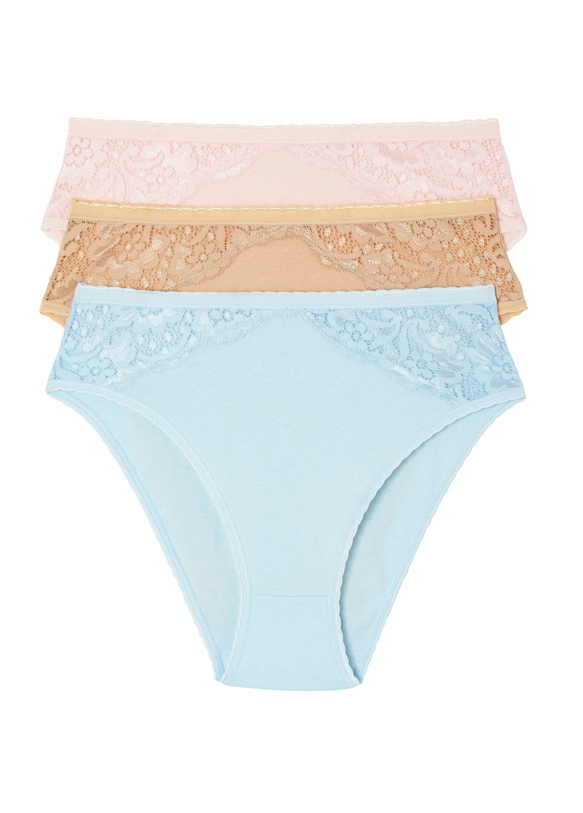 Culotte échancrée dentelle coton - lot de 3