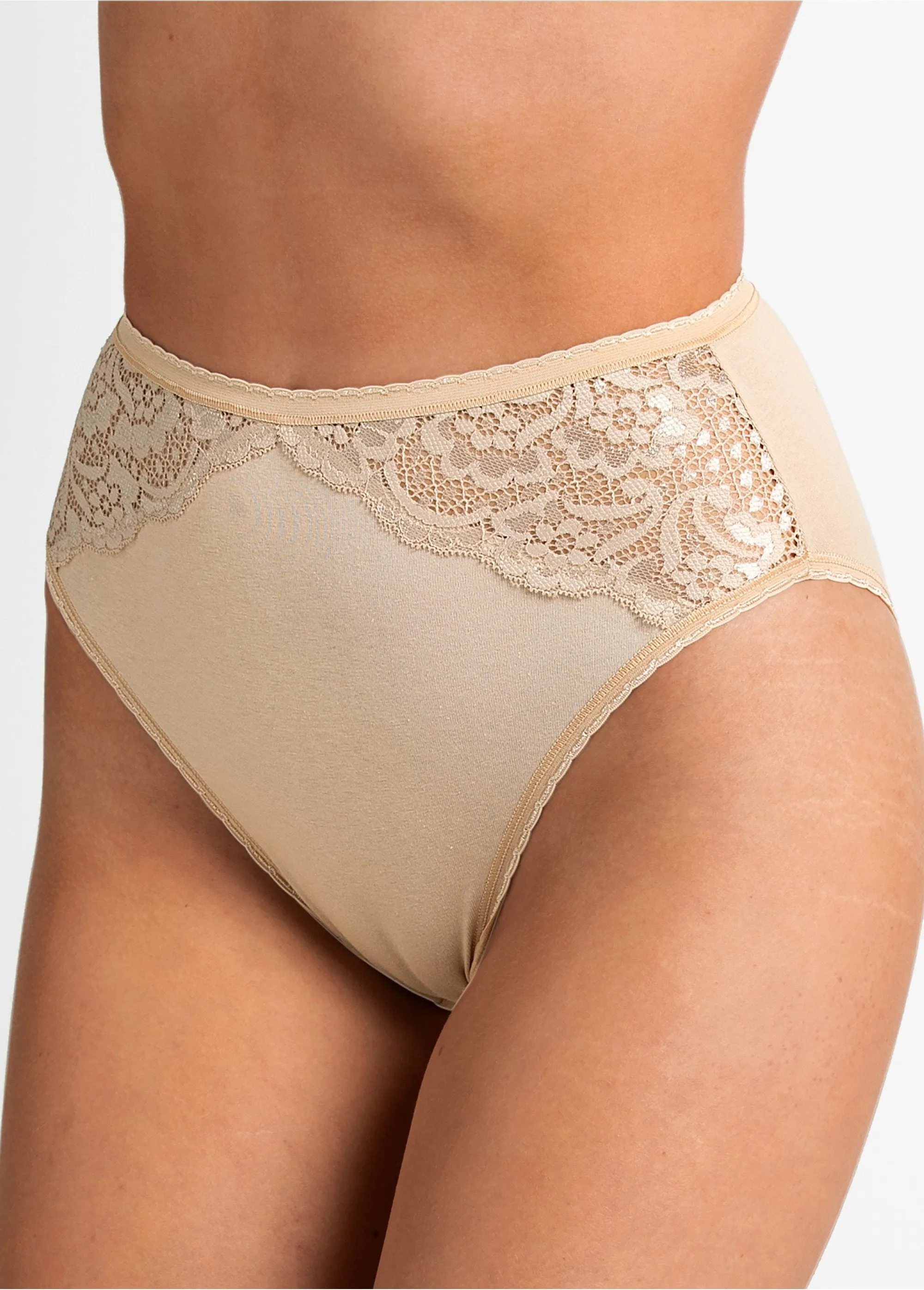 Culotte échancrée dentelle coton - lot de 3