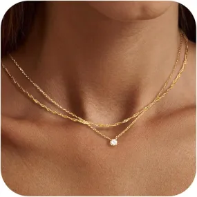 Dainty Layered Chain and CZ Diamond