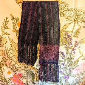 Dark Amethyst Chenille and Wool Handwoven Scarf