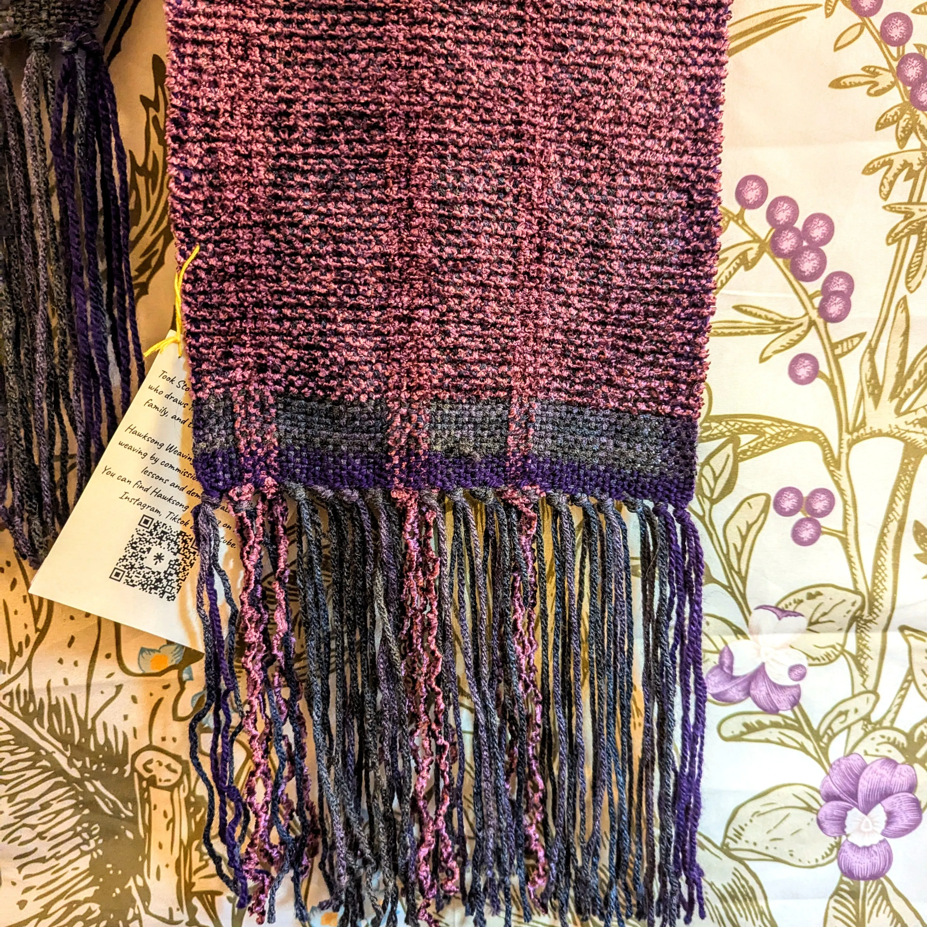 Dark Amethyst Chenille and Wool Handwoven Scarf