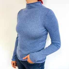 Denim Blue Cashmere Funnel Neck Jumper Small