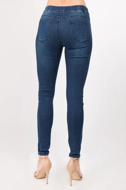 Distressed Denim Leggings