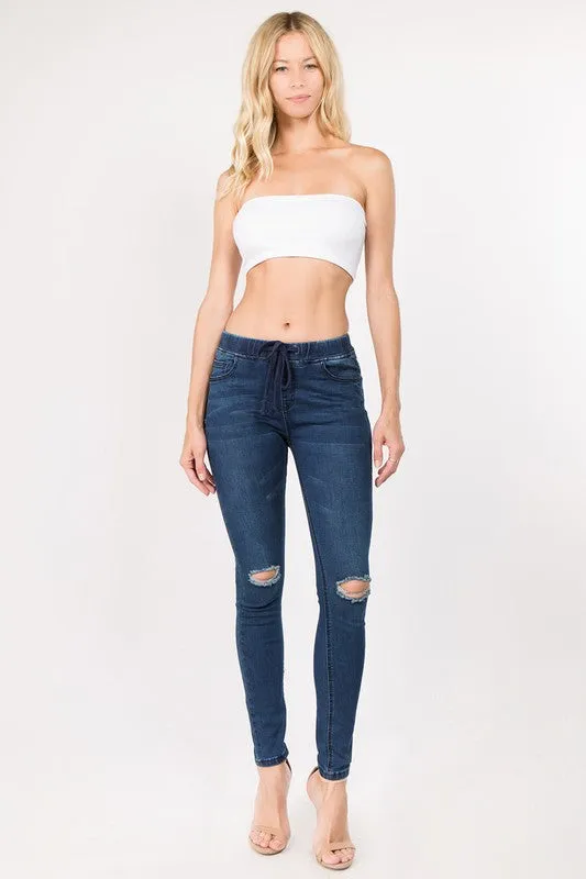 Distressed Denim Leggings