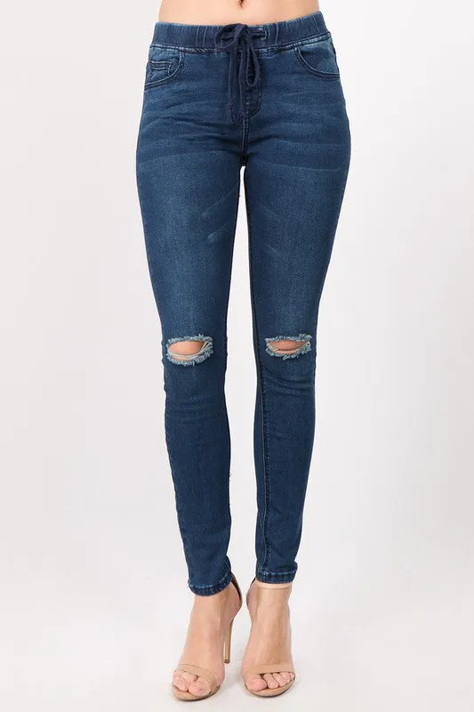 Distressed Denim Leggings