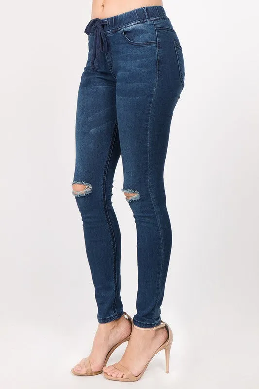 Distressed Denim Leggings