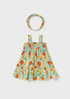 dress rouched fruit jumper with headband - aqua-047