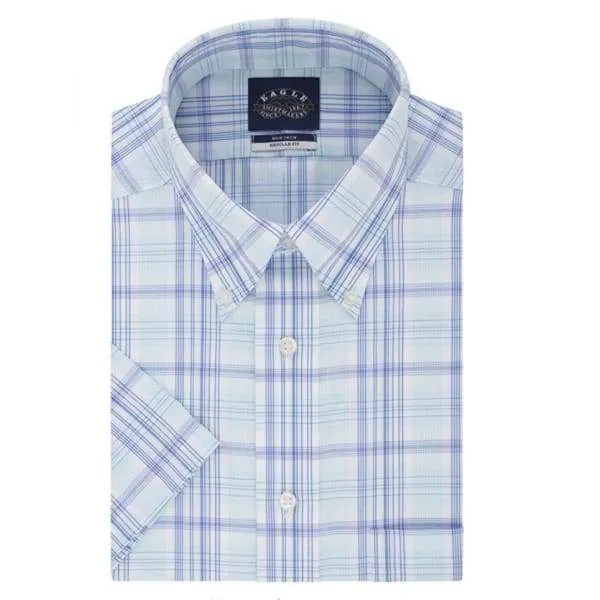 Eagle Men's Short Sleeve Non-Iron Regular Fit Dress Shirt Pool
