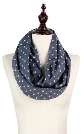 EAS8741 Polka Dot Print Cotton Infinity Scarf