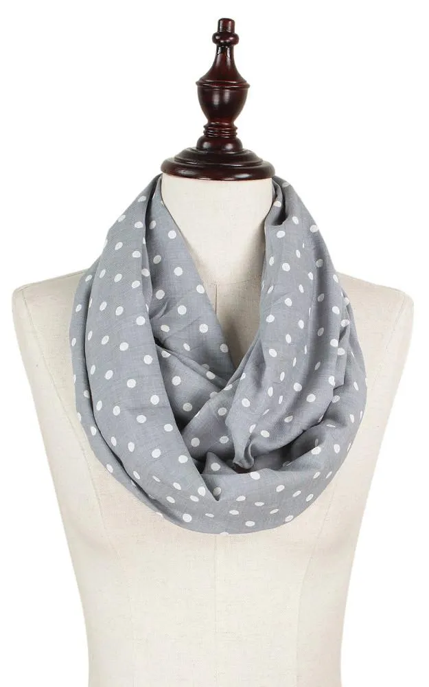 EAS8741 Polka Dot Print Cotton Infinity Scarf