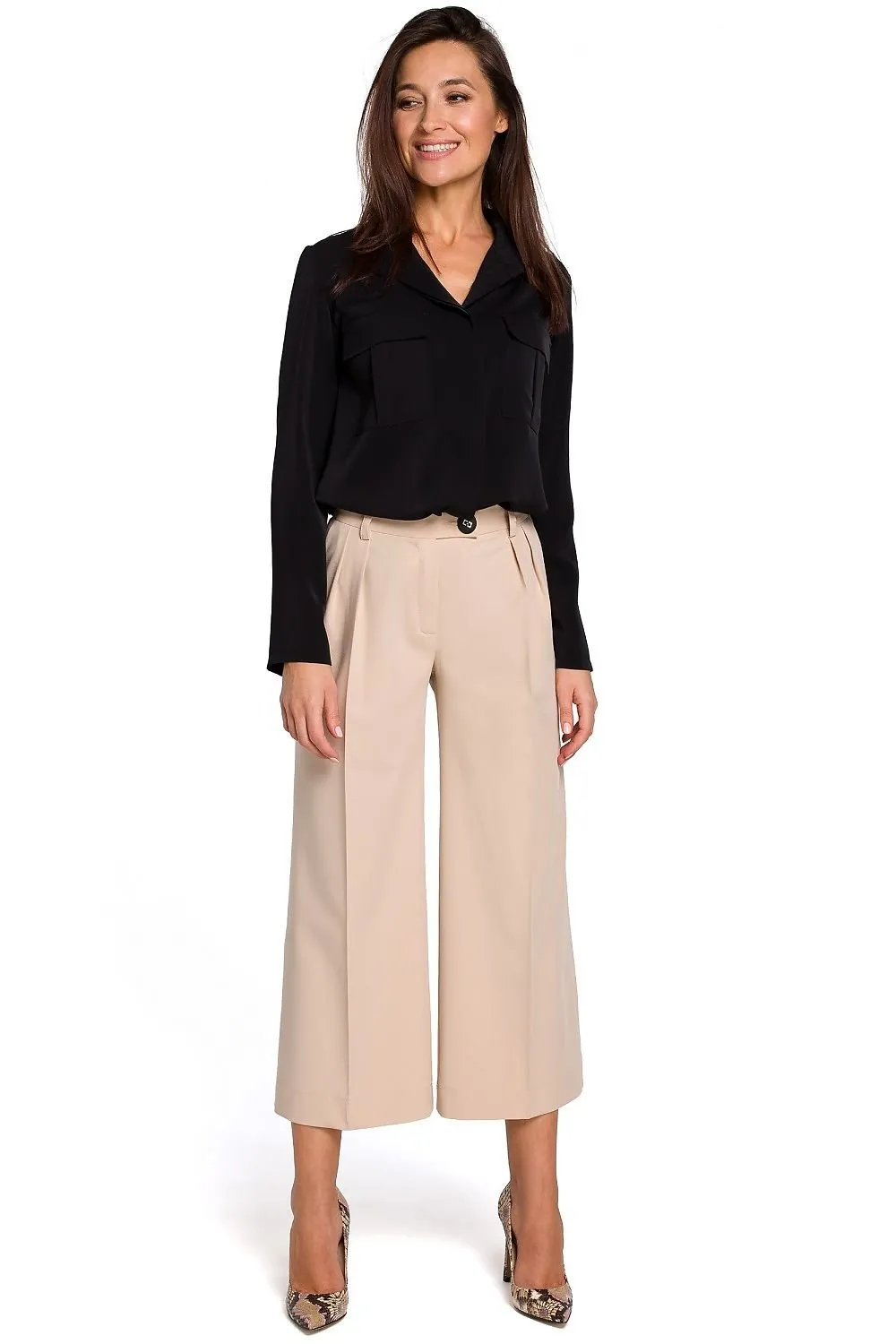 Elegant Comfort Women's Tailored Culottes Trousers