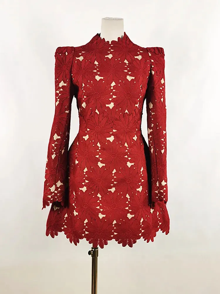 Elegant Hollow Out Women's Casual Dress