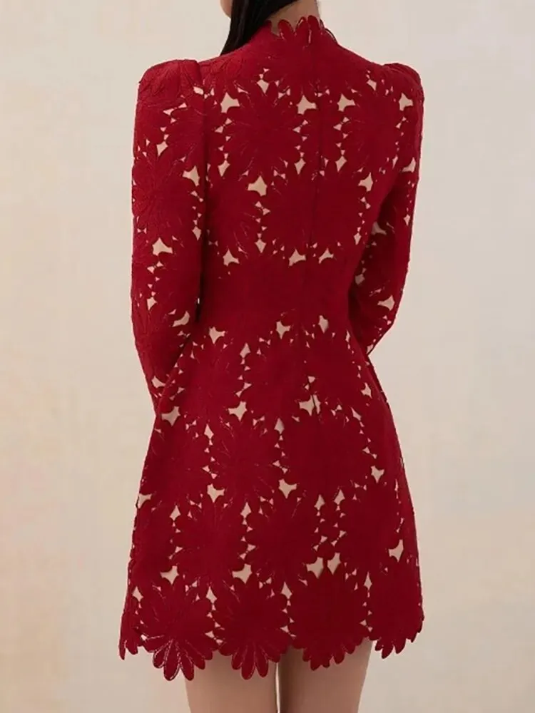Elegant Hollow Out Women's Casual Dress