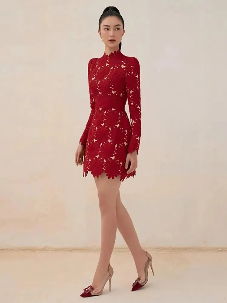Elegant Hollow Out Women's Casual Dress