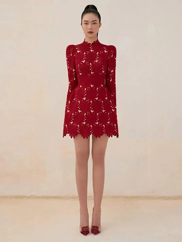 Elegant Hollow Out Women's Casual Dress