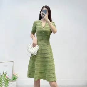 Elegant V-neck knitted Dress Express Yourself