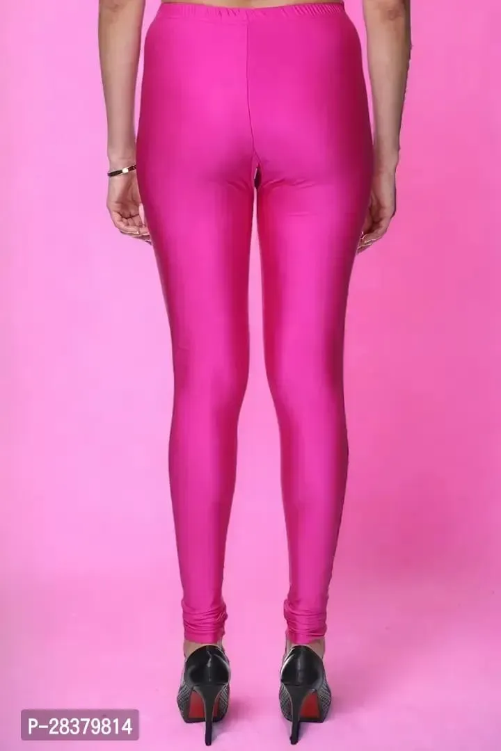 Fabulous Pink Lycra Solid Leggings For Women