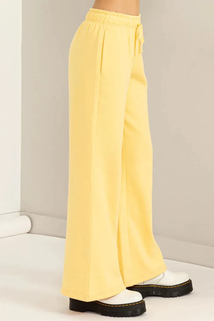 Feelin Cute Mid RIse Drawstring Wide Leg Pants • Banana