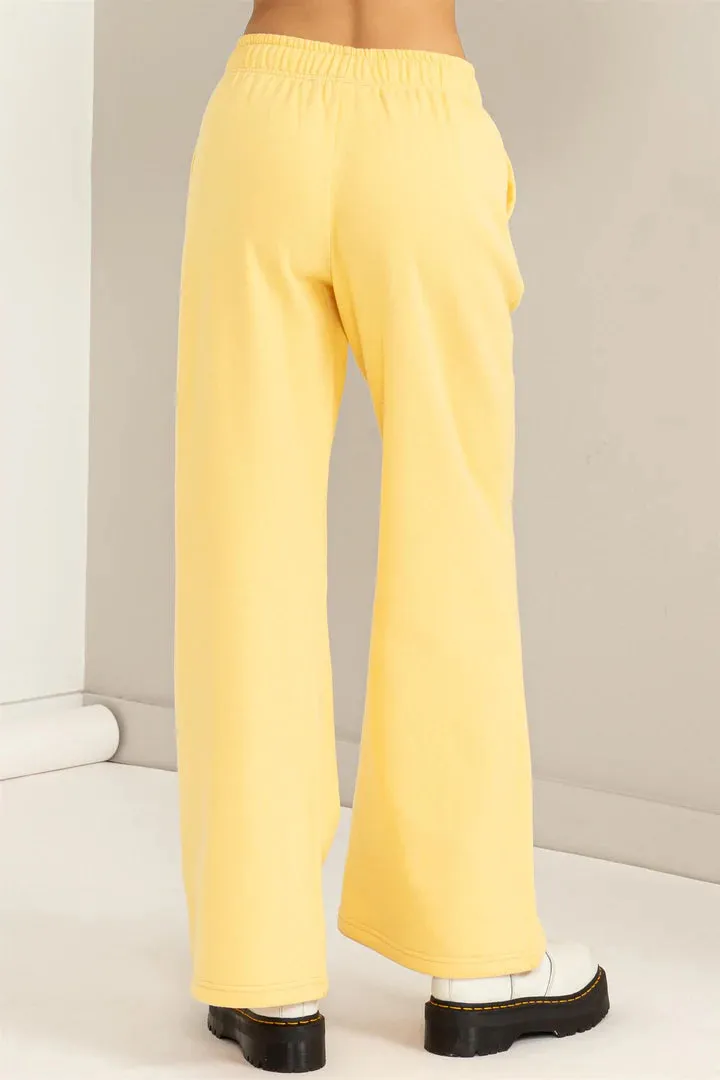 Feelin Cute Mid RIse Drawstring Wide Leg Pants • Banana