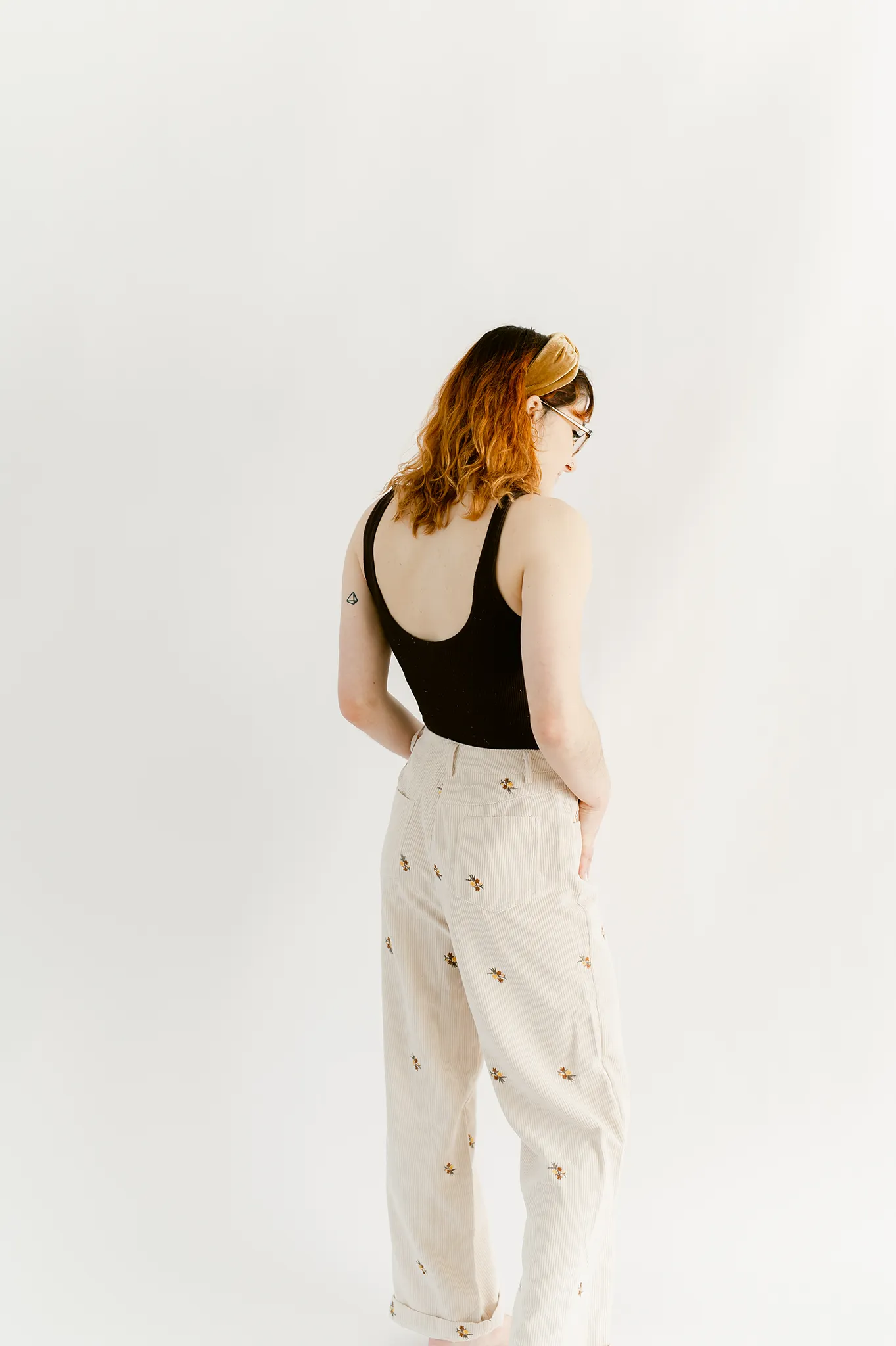 Floral Cream Corduroy Pants