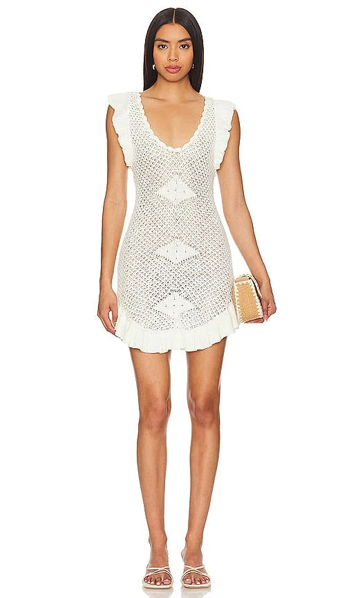Free People Mykonos Sweater Mini Dress in White
